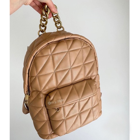 Zara Handbags - Zara Beige Quilted Backpack
